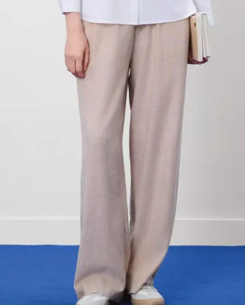 Women's Linen Viscose Elastic Waist Wide Leg Pants