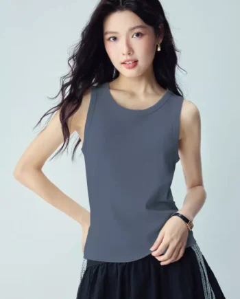 Women's Ribbed Crew Neck Slim Tank Top
