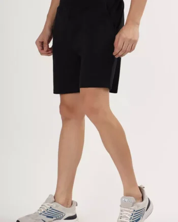 Mens Black Cotton Pocket Shorts with Drawcord