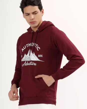 Mens Authentic Rubber Print Cotton Relaxed Fit Hoodie